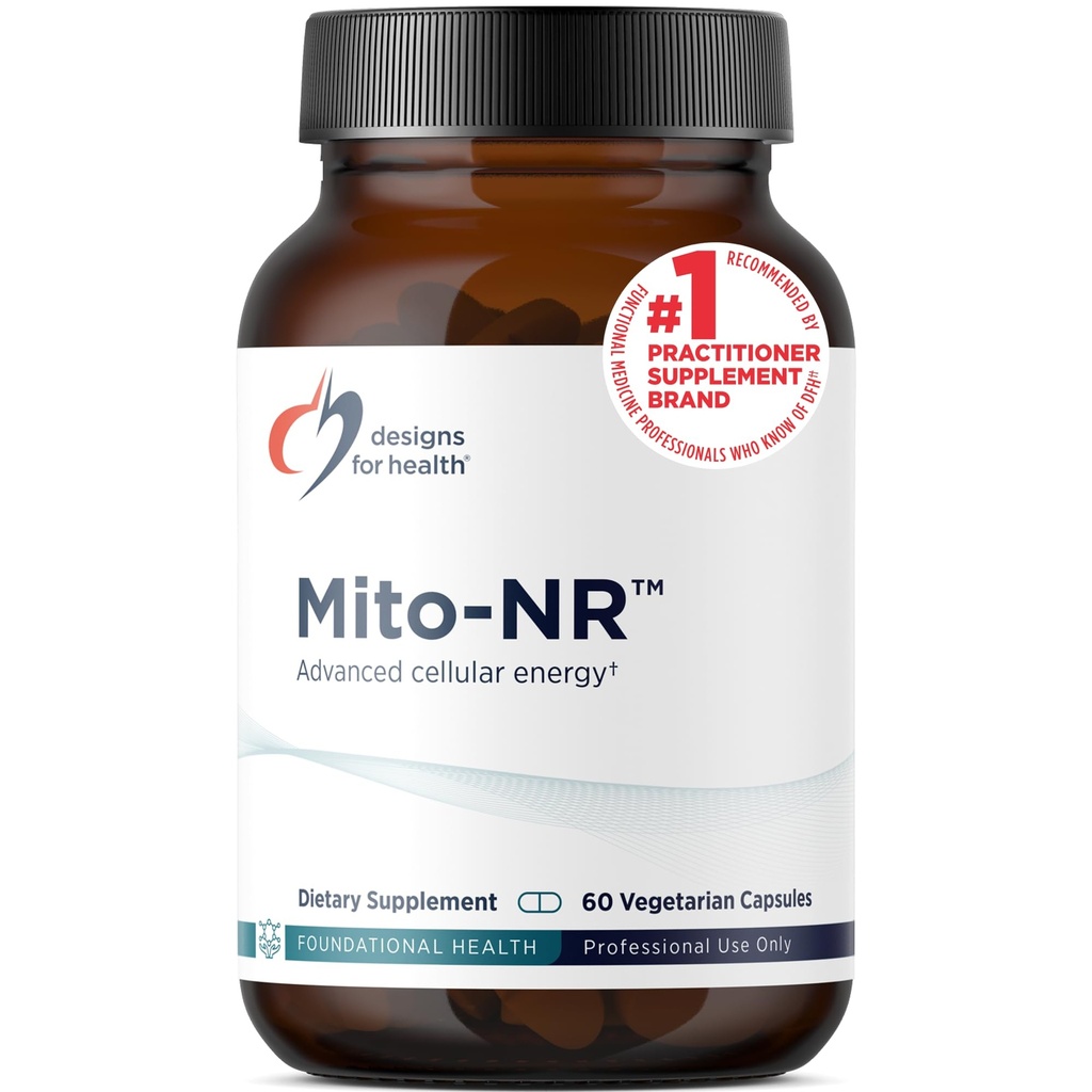 Designy pro zdraví Mito-NR - Nicotinamid Riboside (dodatek NAD) s COQ10 + Trans Geranylgeraniol - NR + GG dodatek pro podporu zdraví mitochondriálních buněk (60 Kapsle)