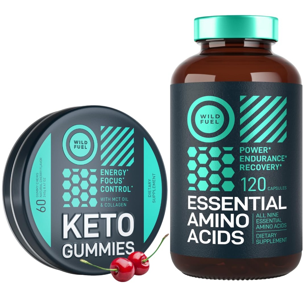 WILD FUEL Essential Amino Acid Supplement a Keto Candy MCT Oil Keto Gummies Energy, Power, a Recovery Bundle