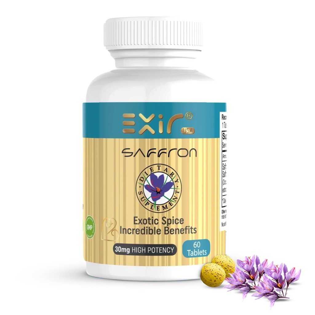 Saffron doplňky 124; Pomáhá trávení, zvyšuje energii, paměť, koncentrace, 60 tablet