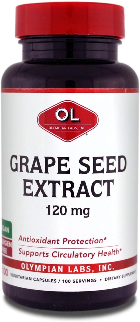 Olympian Labs Grape Seed Extract Capsules - 120 mg - 100 Denní Kapsle podporující srdeční zdraví a antioxidační ochranu