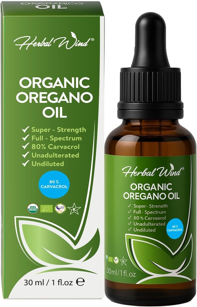 Organický oregano olej - 1 Fl Oz (30ml), 80% Carvacrol USDA Organic oregano Oil Liquid Drops, Koncentrované rostliny na bázi, Non- GMO, Bylinné doplňky