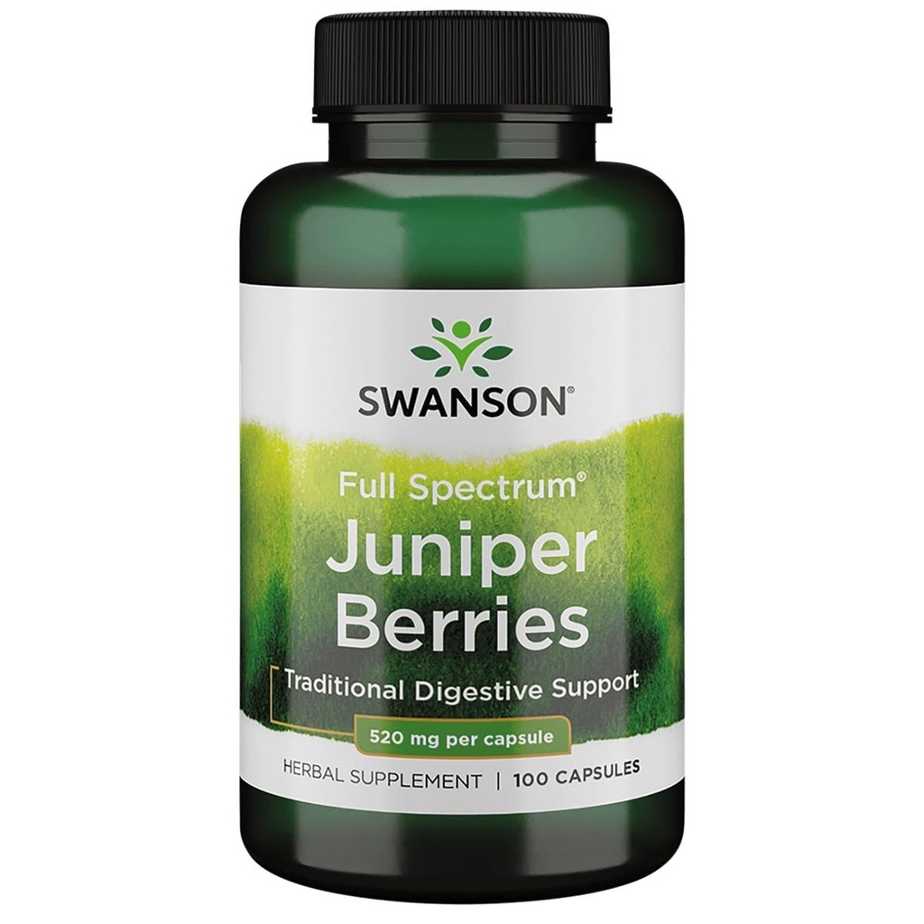 Swanson Juniper Berries Digestivní imunitní systém Zdraví Vláknina Bylinný dodatek 520 mg 100 Kapsle (Caps)