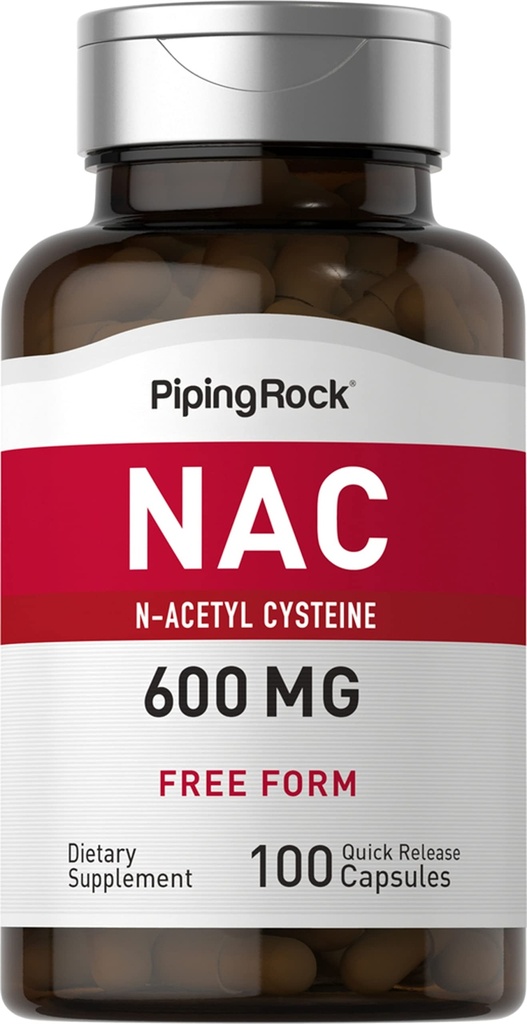 Piping Rock NAC dodatek N- Acetyl Cysteine PHARMAD124; 600mg PHARMAD124; 100 kapslí PHARD124; Zdarma formulář pilulky PHARD124; Non- GMO, gluten Free Supplement