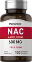 Piping Rock NAC dodatek N- Acetyl Cysteine PHARMAD124; 600mg PHARMAD124; 100 kapslí PHARD124; Zdarma formulář pilulky PHARD124; Non- GMO, gluten Free Supplement