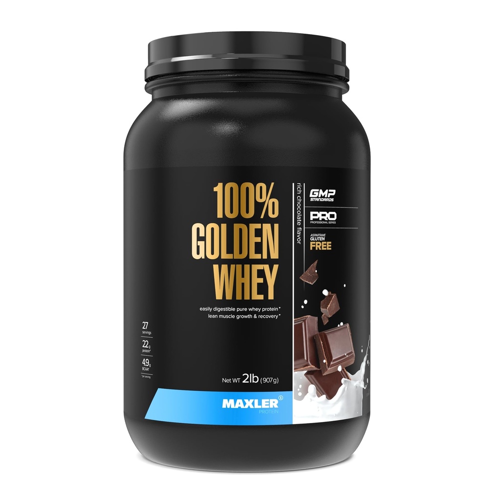 Maxler 100% Golden Syrovátka - 22g proteinu per Serving - Vysoký protein, Nízký tuk, Nízký karb, Kompletní profil aminokyselin - Bohatá čokoládová bílkovina 2 lb
