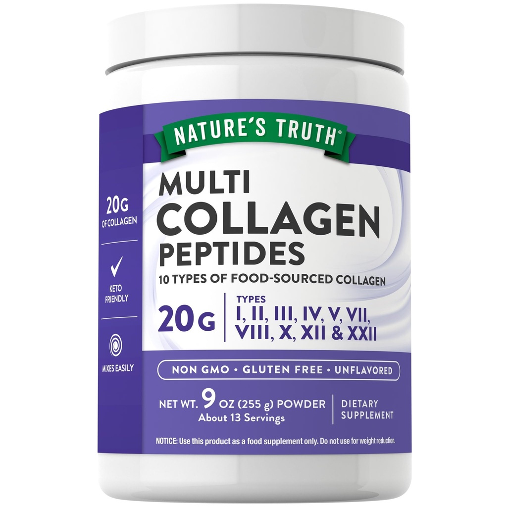 Nature 's Truth Multi kolagen Peptide Powder 124; 9 oz OZ 124; Typ I, II, III, V, X IR 124; Neochucený OF 124; Non- GMO & Gluten zdarma dodatek