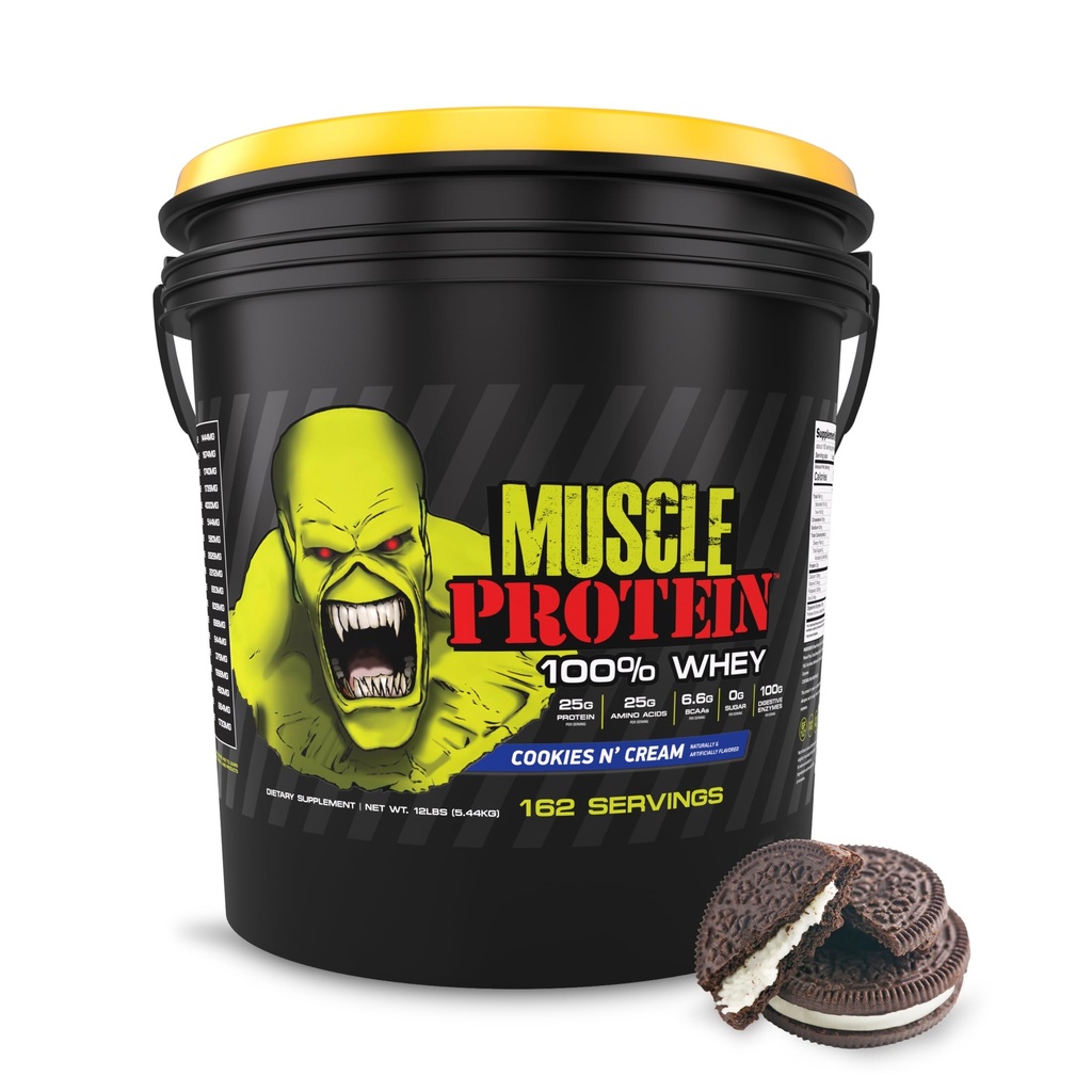 BARVENČNÍ LABS Svalová syrovátka ochucený protein prášek, 25,000mg aminokyseliny / servírování, studená filtrovaná (balení květen Vary) (12 liber (bucket), cookies & krém)