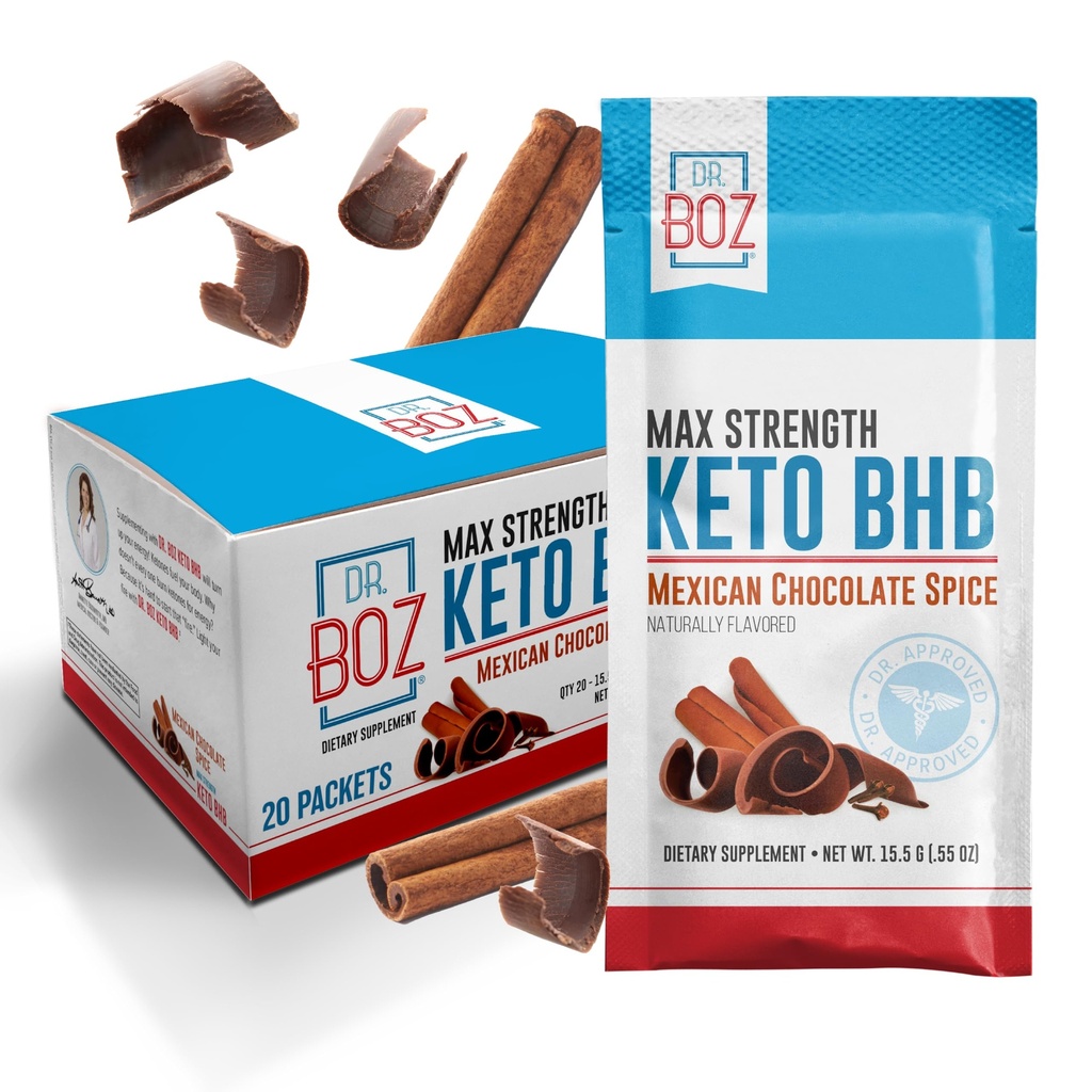 Dr. Boz - Keto BHB Powder - Mexická čokoláda Spice, 20 Servings - Ketones Drink - Energy & Reduced Crawings - Max Strength Diety Supplement - Quality Tested - Made in The USA - 10.9oz (310g)