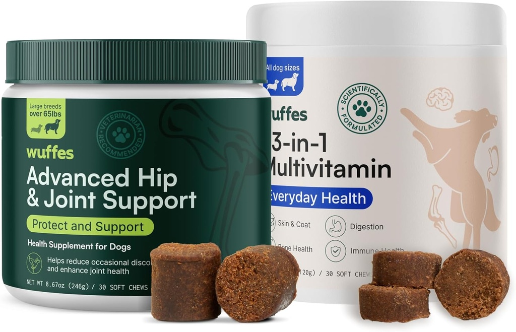 Wuffes Hip a společný dodatek pro velké plemeno a 23- in-1 Multivitamin Bundle