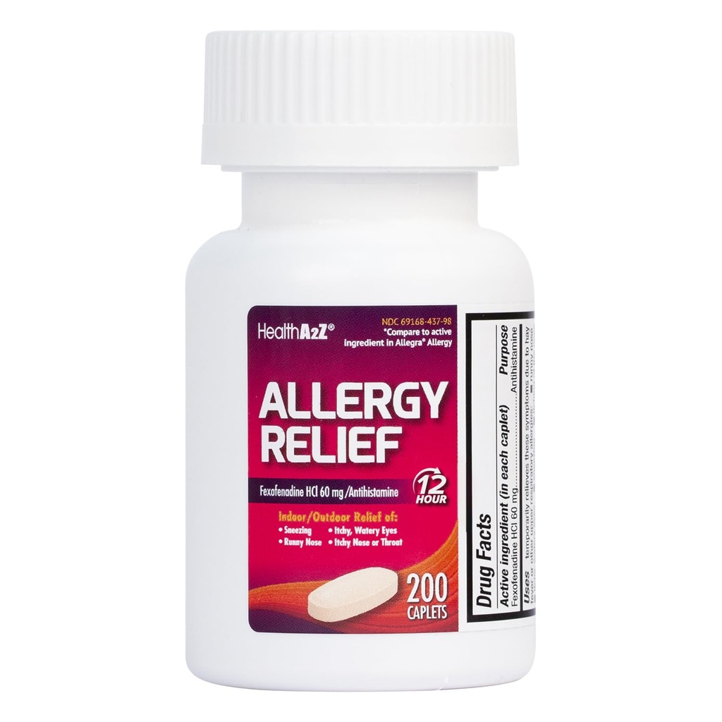 HealthA2Z ® Fexofenadine Hydrochloride 60mg PHARMAN 124; 12- Hour Antihistamin pro léčbu alergií Relief PHAR124; (200 čísel (balení po 1))