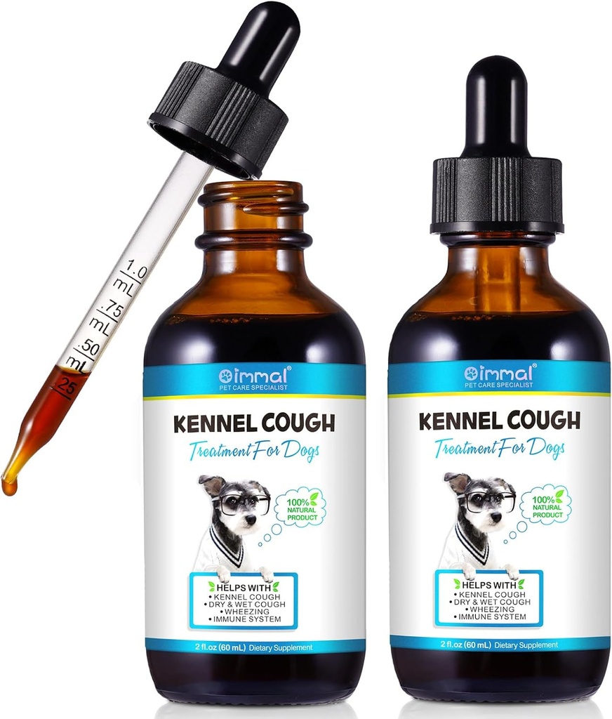 Chovní kašel pro Dogs- Chovní kašel Léčba, Přírodní kašel doplněk pro psy, Gentle Dog Congestion Relief, Liquid Dog Alergie Relief (2 Fl Oz (Balení 2))