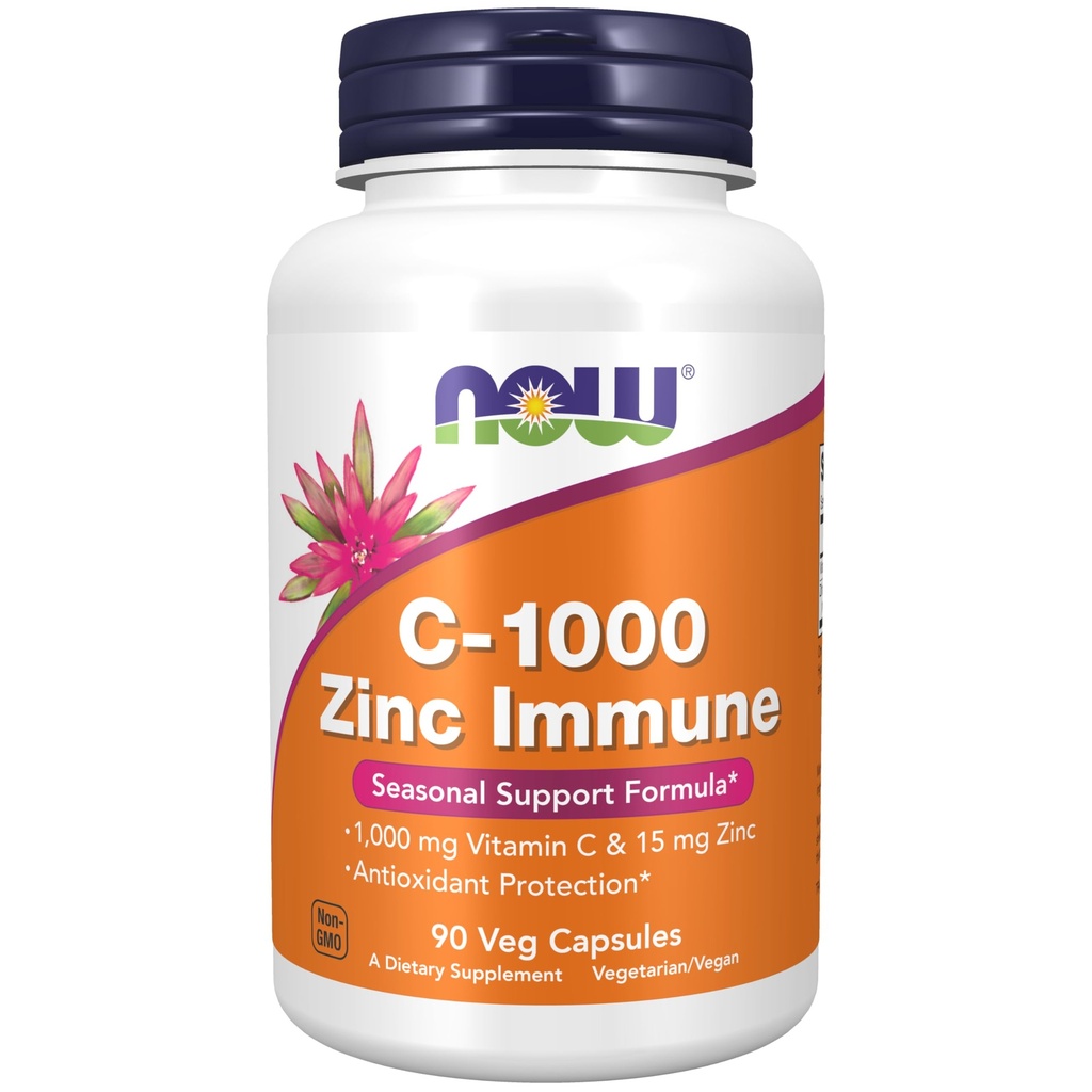 Nyní Potraviny doplňky, C-1000 & Zinek imunitní, Sezónní podpůrná formule *, Antioxidant Protection *, 90 Veg Kapsle