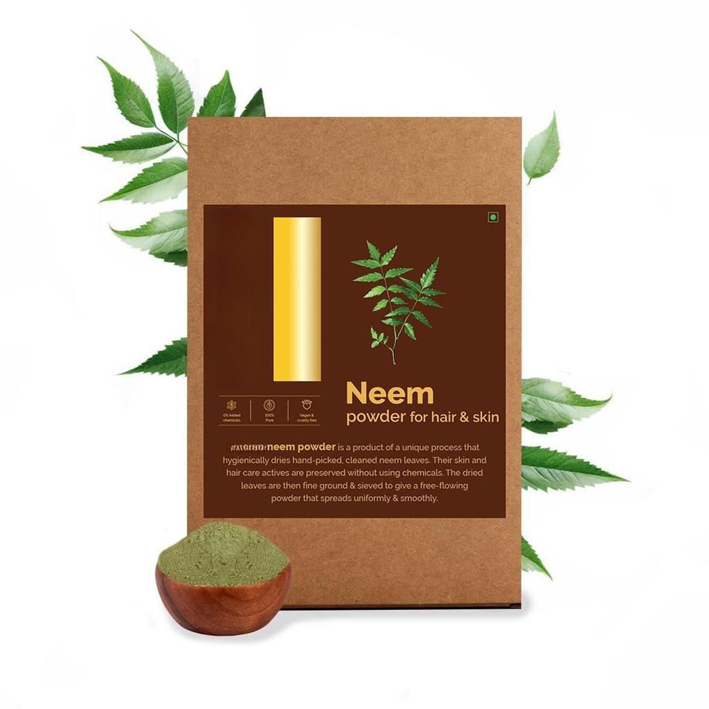 Neem Leaf Powder, 100% čisté a přírodní, Hygienicky sušené, balení pro zdravé skalp & silné vlasy - 100 gramů