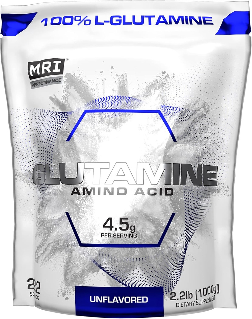 MRI Performance L- glutamin Powder, Čisté Free- Form Amino Acid for Recovery, Gut & Muscle Support, Neochucené, Easy Mix, (222 Servings)