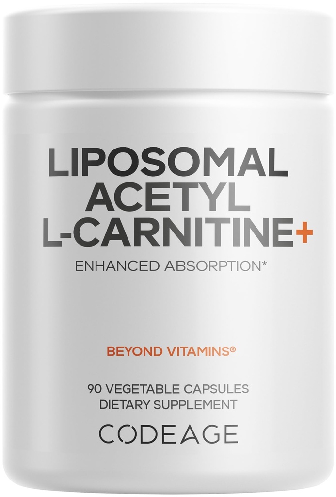 Codeage Liposomální acetyl- L- karnitin + dodatek - 500 mg acetyl- L- karnitin per Serving - 3- Month Supply, Liposomální Dodávka - Alcar dodatek - L- Carnitin - Non- GMO, gluten- Free, 90 Kapsle