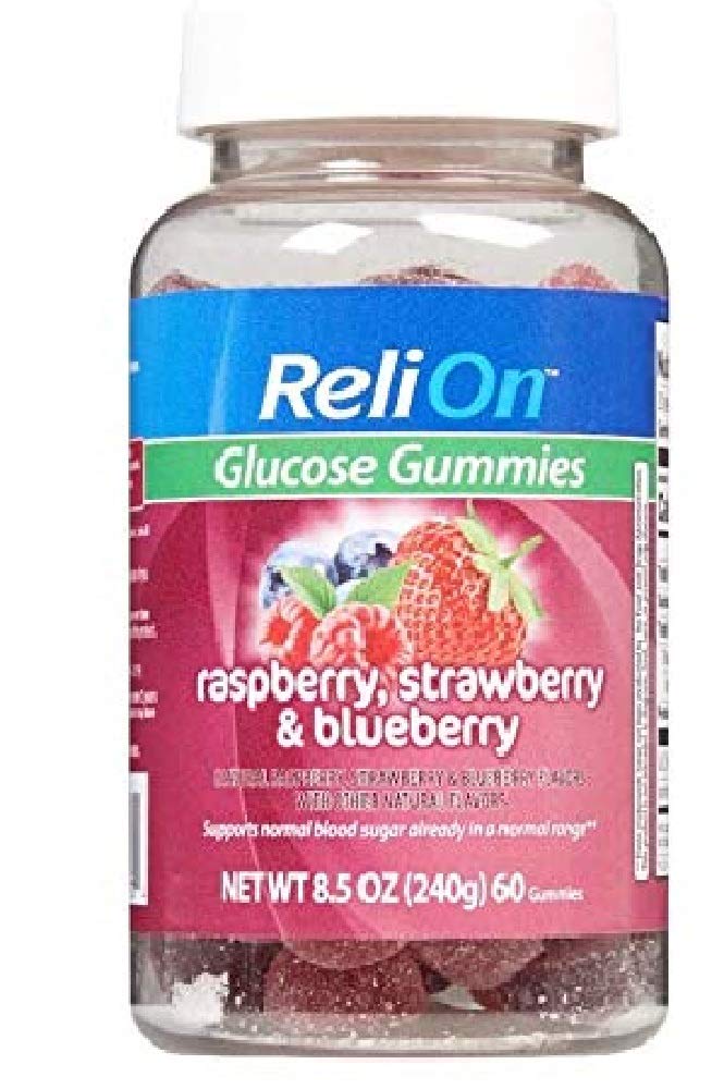 Relion Glukóza Gummies Raspberry, Strawberry, a Borůvky - 60 Počítá láhev