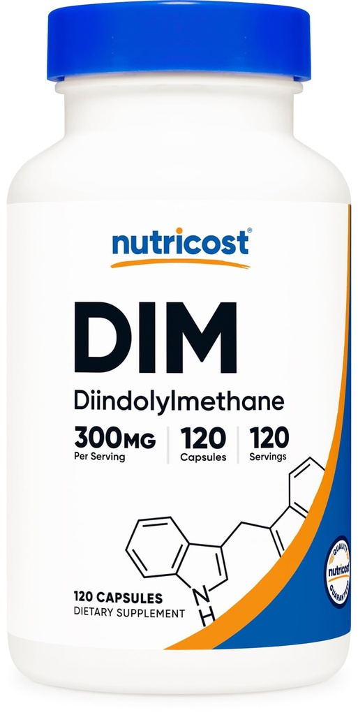 Nutricost DIM (Diindolylmethan) Plus BioPerine 300mg, 120 Vegetariánských kapslí - Až 4 měsíce dodávky, Max síla DIM doplněk