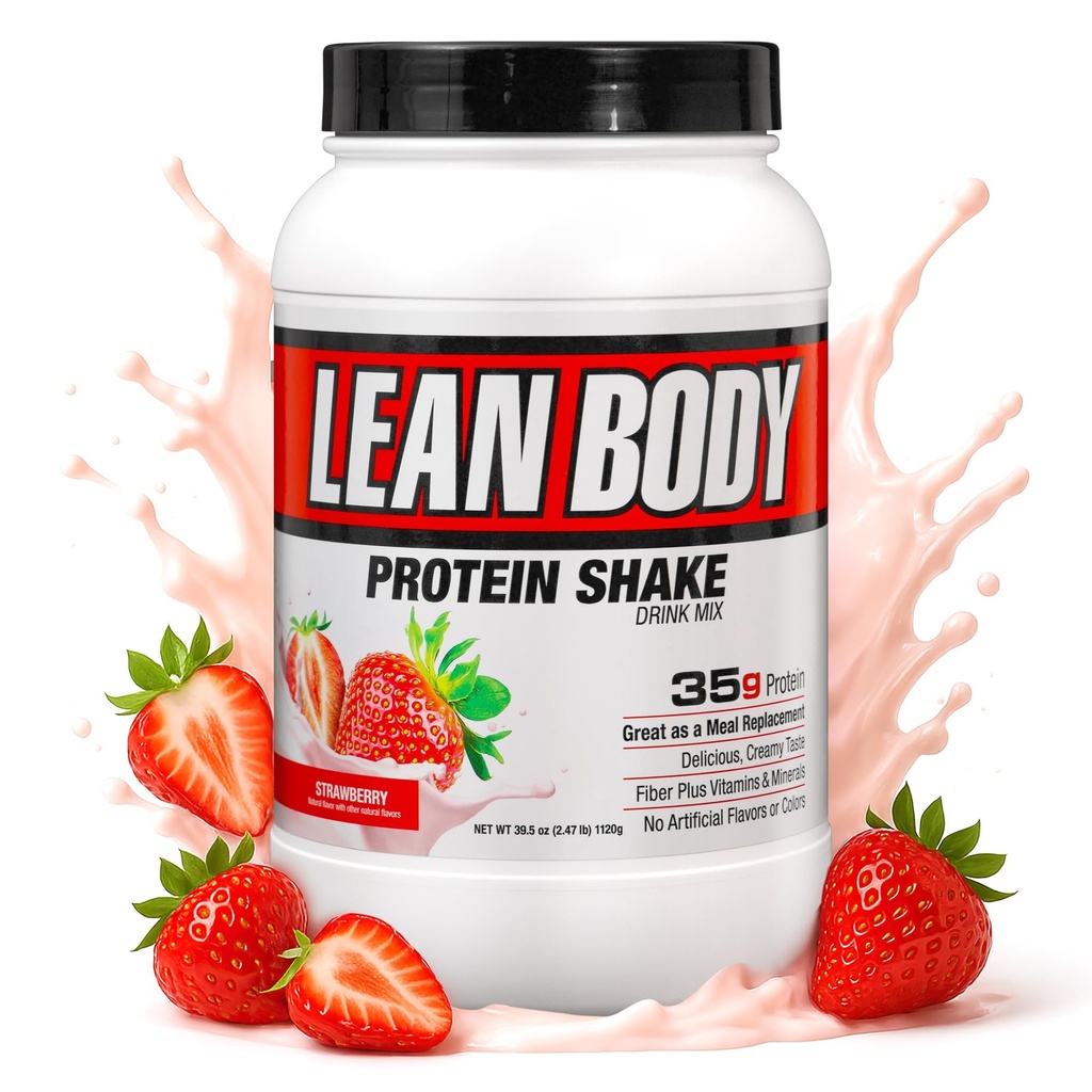 Labrada Nutrition Lean Body Hi- Protein Shake, Strawberry, 2.47- Pound Tub Jahodový obal MAY