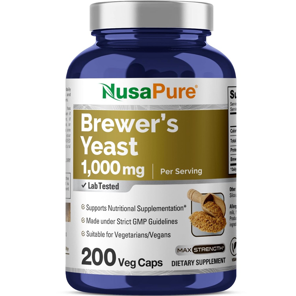 NusaPure Brewers Yeast 1000mg 200 Vegetariánských Caps (Non- GMO, Vegan)