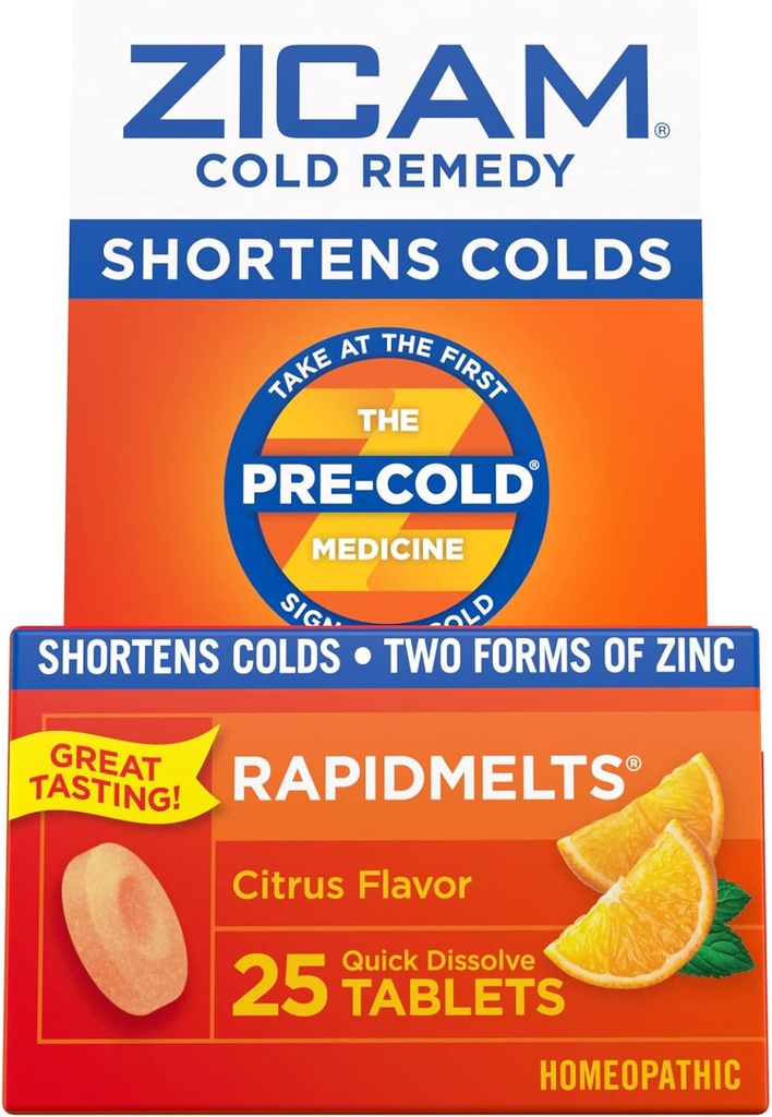 Zicam Cold Remedy Zinek Rapidmelts, Citrus Flavor, 25 Počet (balení po 2)