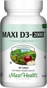 Maxi- Health Vitamin D3 2000 IU - Pro zdravé svalové funkce, zdraví kostí a imunitní podpora - 90 Tablety - Nejlepší Kosher dodatek pro dospělé