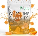 Kreatin Monohydrát Gummie - 5g žvýkací Monohydrát Gummy pro muže a ženy - Zvýšení síly, Svalovina stavitel - Zvýšení energie a zaměření - Nízká kalorie, Vegan & gluten zdarma 124; 90 počet Citrus
