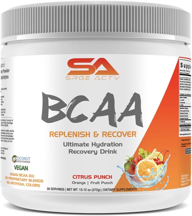 BCAA Powder Plus glutamin a Electrolyte Powder for Recovery & Hydration - 30 Servings (Citrus Punch)
