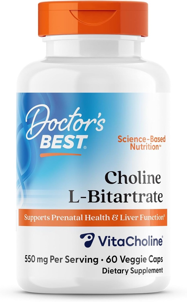 Lékařský nejlepší Cholin L-Bitartate (VitaCholin), Podporuje Prenatal zdraví a jaterní funkce, Non- GMO, gluten zdarma, Soy zdarma, Vegan 60 Veggie Caps