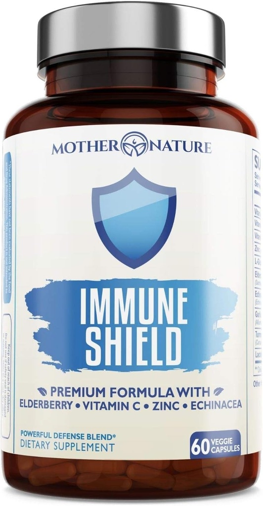 Advanced 7-in-1 Imunitní Supplement pro alergie - Bezinky, vitamín C, zinek a další - Zvyšuje imunitu u dospělých a dětí (60 Veganských kapslí)