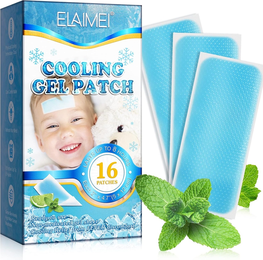 16 Prostěradla Horečka Záplaty pro děti - Horké počasí Chlazení Gel Záplaty pro dospělé - Bolesti hlavy Záplaty - Přední Horečka Chladné Pads