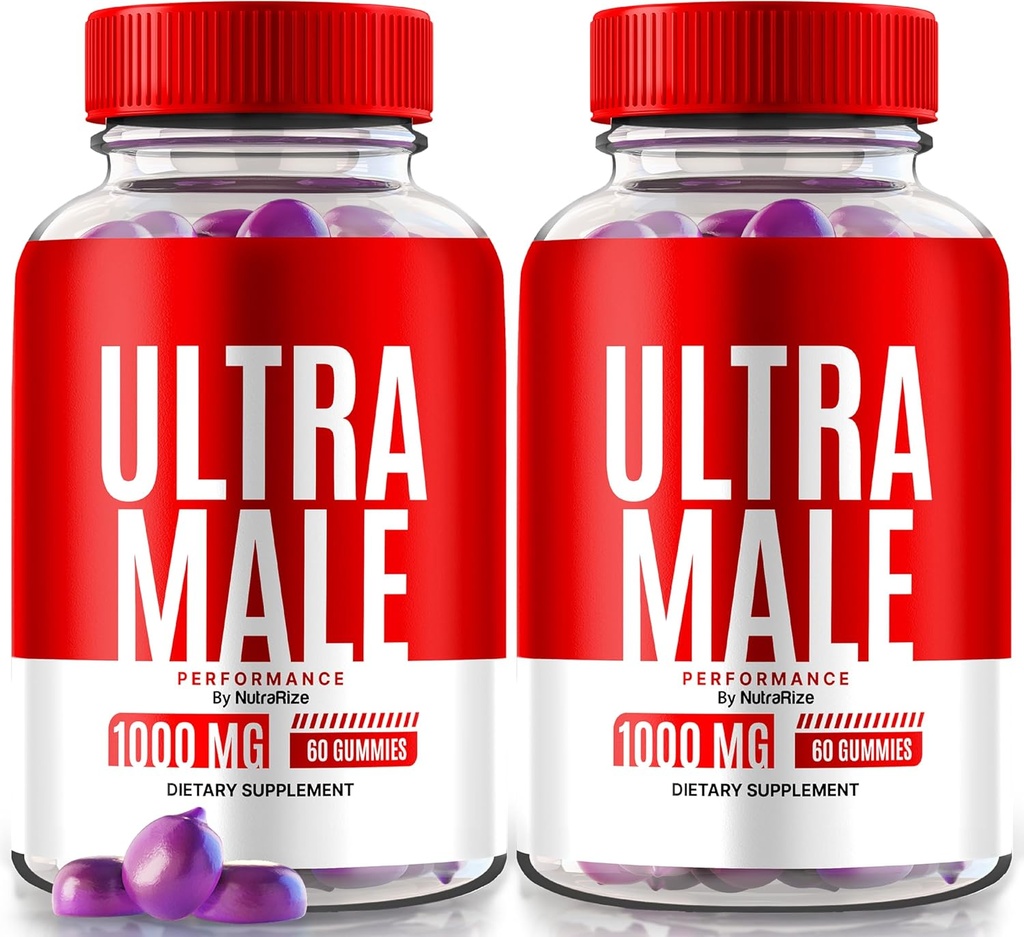 NutraRize (Balení 2 Ultra Mužské Gummies 1000 MG, Vitamin Gummies, Všechny přírodní doplněk k zvýšení denního výkonu a celkové zdraví, Oficiální UltraMužské Recenze (120 Gummies)