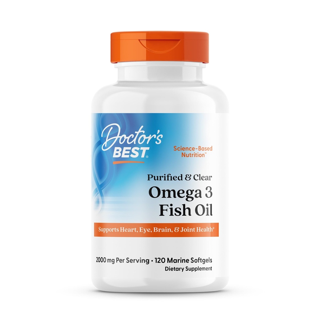 Nejlepší čištěný a čirý Omega 3 Rybí olej s Goldenomega, podporuje srdce, oko, mozek, a společné zdraví, Non- GMO, gluten zdarma 120 mořských Softgels