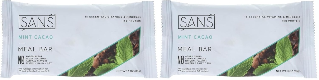 Sans Meal Bar Mint Cacao Meal Bar, 3 OZ (Balení po 2)