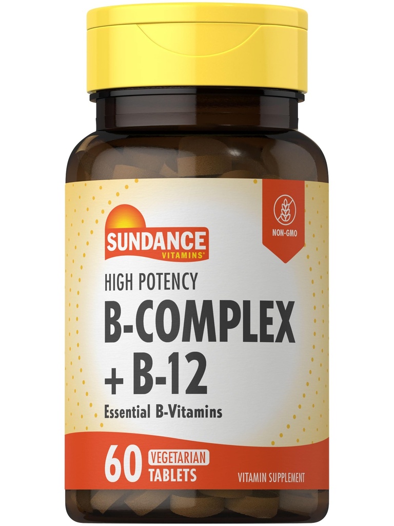 Sundance vitamin B-Complex CLAS124; s B-12 CLAS124; 60 Tablety CLAS124; High potency CLAS124; Vegetarian, Non-GMO, a gluten zdarma dodatek