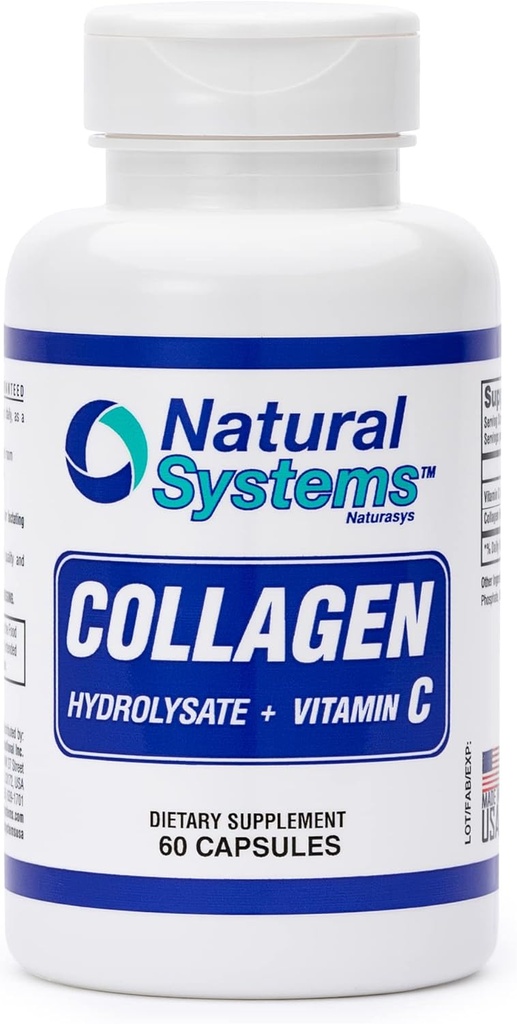 Kolagen Plus vitamin C podle přírodních systémů 60 Kapsle - kolagen Hydrolyzát a vitamín C pro vitální vlasy a kůži - kolagen doplňky ženy a muže - Hydrolyzované kolagen Peptidy prášek pilulky