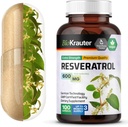 BIO KRAUTER Resveratrol Dodatek Kapsle 600 mg - 100 Počet - Přírodní antioxidant Zdroj - 98% čistý Trans Resveratrol Powder - Vegan
