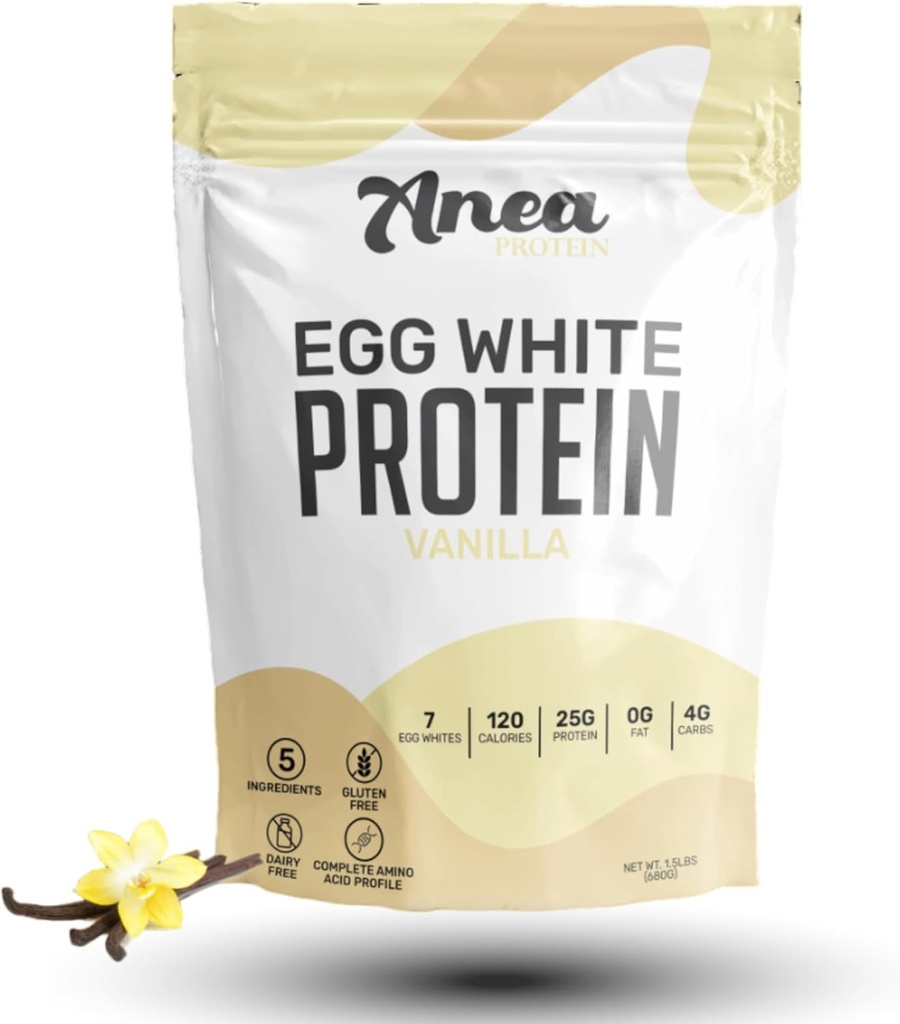 Anea Egg White Protein Powder 124; 25g Protein Yellow 124; Dairy Free Yellow 124; Gluten Free Yellow 124; Fat Free Yellow 124; Amino Acids Yellow 124; Vysoká biologická hodnota (1,5 litru (balení po 1) (1,5 litru (balení po 1), Vanilla)