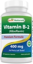 Nejlepší Naturals Vitamin B2 (Riboflavin) 400mg - Migréna Relief - Veggie Kapsle - Conezyme Precursor - 120 Počet