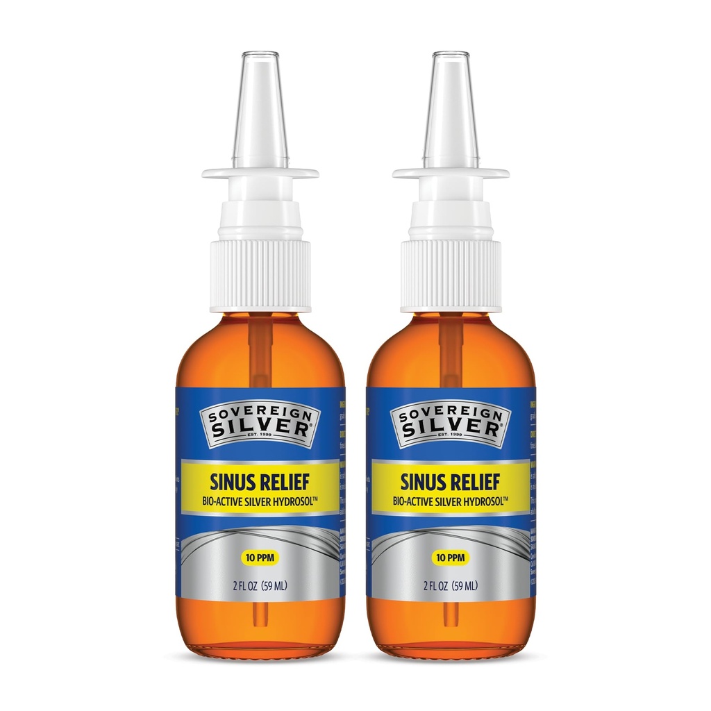 Sovereign Silver Bio- Active Koloidní Silver Hydrosol pro imunitní podporu - 10ppm - 2oz - Nasal Spray - Balení po 2