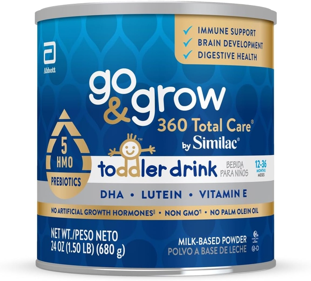 Go & Grow 360 Total Care by Telepac Toddler Nutritional Drink, Has 5 HMO, Powder, 24-oz Can