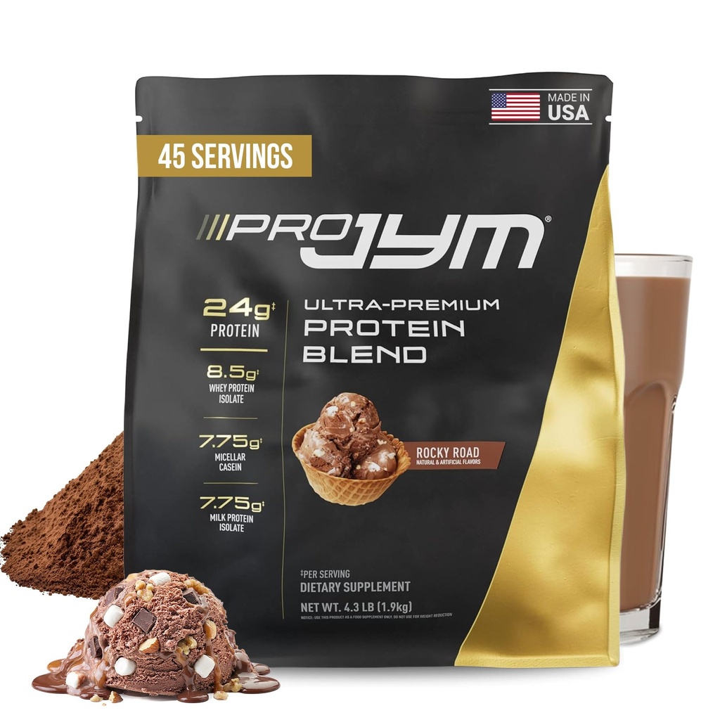 Pro JYM Rocky Road Protein Powder - Syrovátkové proteiny izoláty, kasein, a mléčné bílkoviny, Lean Muscle Building pro muže a ženy, JYM dodatek Věda, 45 Služební