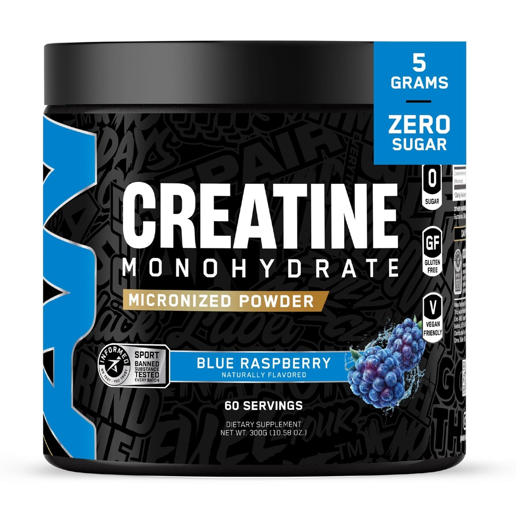 All Black Everything Creatin Monohydrát 124; 60 Servings CLANE124; Blue Razz CLANE124; Micronized Amin Acid Powder 124; Podpora svalů CLANE124; Cellular Energy CLANE124; Cognitive Function CLANE124; Gluten- Free a Keto Friendly