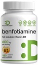 Benfotiamin 600mg per Serving, 180 Veggie Kapsle (300mg per Cap) - Tuk rozpustný vitamin B1 Thiamin dodatek - třetí strana Testováno, Vegan, Non- GMO, gluten zdarma