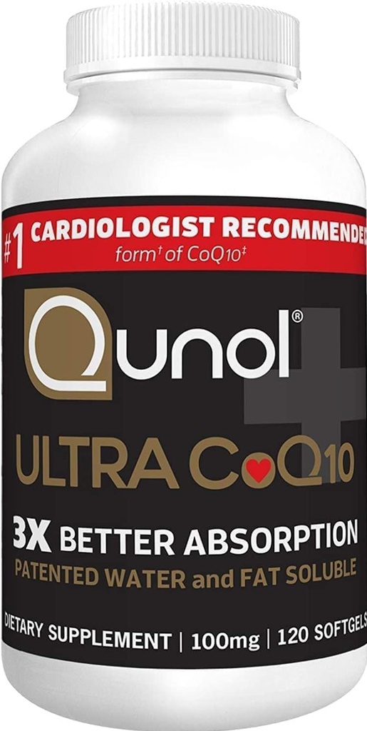 Qunol CoQ10 100mg Softgels, Ultra 3x lepší absorpční koenzym Q10 doplňky - Antioxidační doplněk pro cévní a srdeční zdraví a výrobu energie - 4 měsíční dodávka - 120 Počet