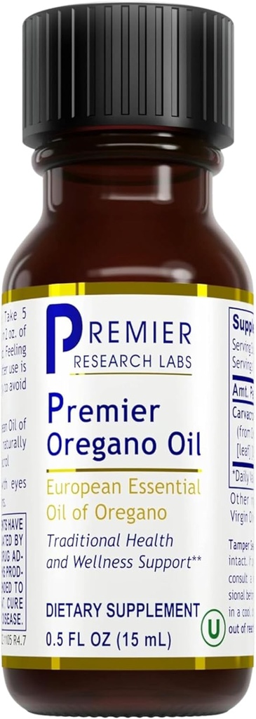 Premier Research Labs Premier Oregano Oil - Oil of Oregano Drops with Carvacrol, Evable Oregano Essential Oil Supplemente for Immunication & Gut Health - 0.5 Fl Oz