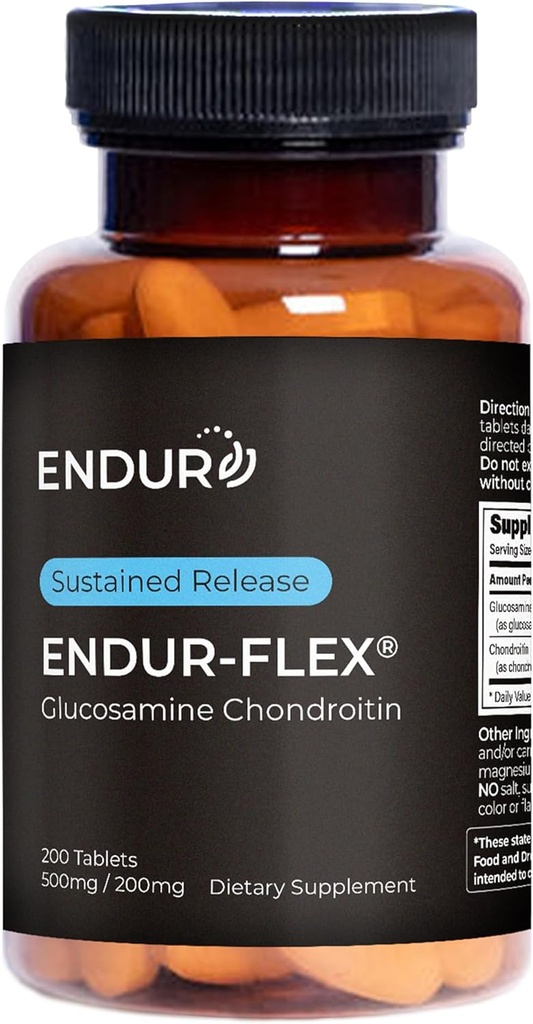 ENDUR- FLEX, Glucosamine Chondroitin Joint Supplement for Helping Preserving Your Active Mobility, Gluten Free, 500mg / 200mg (200 tablet)