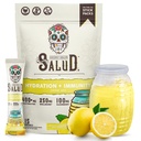 Salud 2in-1 Hydration Packets + Imunity Electrolytes Powder, Lemonade - Agua Fresca Drink Mix, Elderberry, Dairy & Soy Free, Non- GMO, Gluten Free, Vegan, Low Calorie, 1g cukru (15 Služeb)