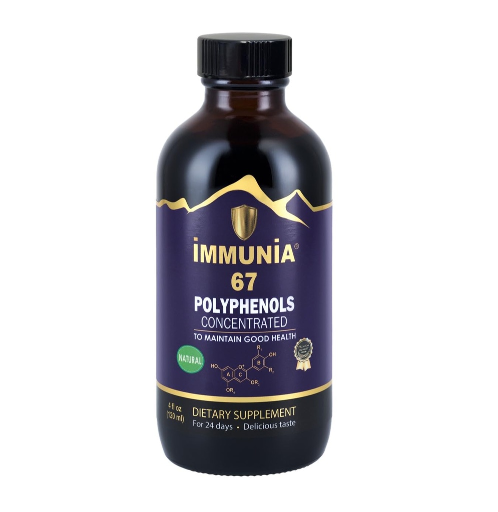 Immunia 67 Polyfenoly - Elderberry koncentrát a antioxidační ovoce. Premium Antioxidant dodatek s 67 polyfenoly (Anthokyaniny, Quercetin, Resveratrol, atd.) 24-denní dodávka na láhev (1-Pack)