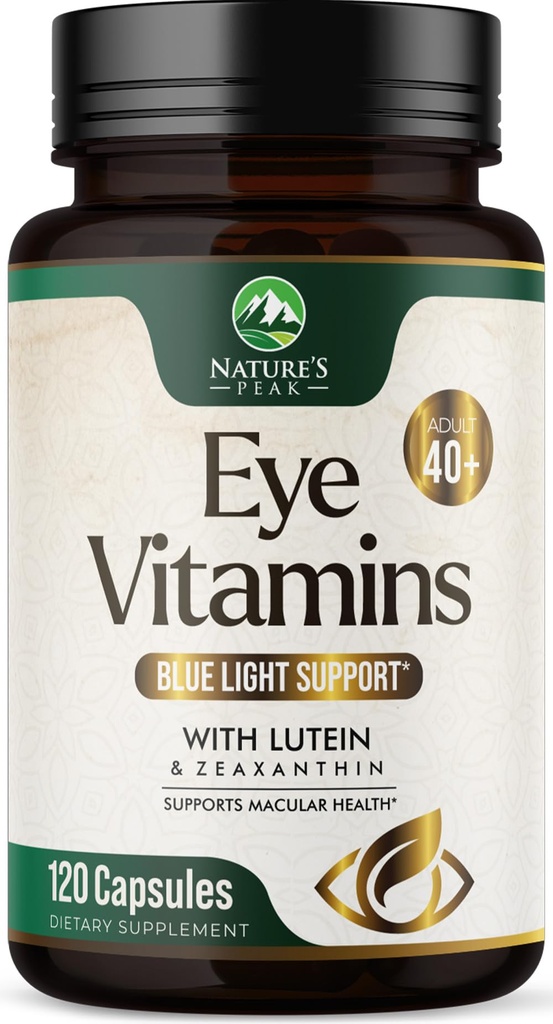 Oční vitaminy a minerální doplňky - Obsahuje zinek, měď, lutein, zeaxanthin, podporuje suchý oční kmen, Vision zdraví pro dospělé, non-GMO, Vegan Oční péče pilulky a minerální doplňky - 120 Kapsle