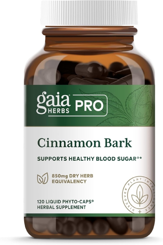 Gaia Byliny Pro Skořice Kůra - Podporuje zdravý metabolismus - Organic, Vegan, Soy- Free & gluten- Free - 120 Tekuté fyto- Caps (120 Servings)
